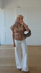 Sleeveless Elegance Trench Camel