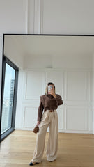 Elegance Çizgili Kahverengi Gömlek