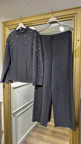 Zr İnci Detay Gri Takım