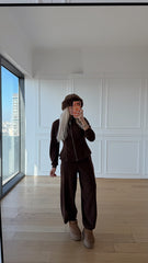 Kahverengi Bel Detaylı Takım