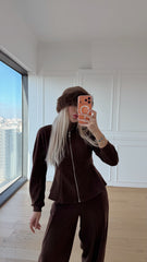 Kahverengi Bel Detaylı Takım