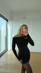 Kayık Yaka Simli Elbise