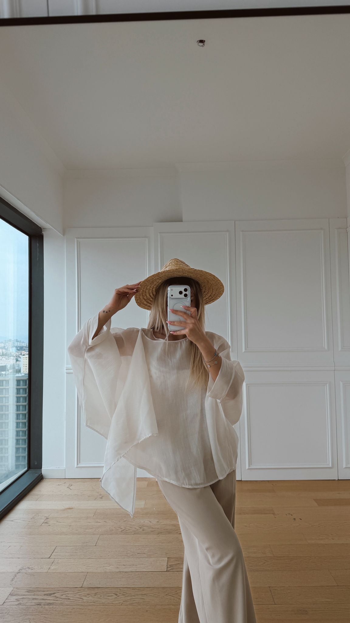 Natural Look Ekru Oversize Bluz