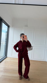 Bordo Triko V Yaka Takım