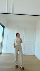 Bisiklet Yaka Pullu Ekru Triko