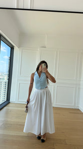 Beyaz Yırtmaç Detaylı Etek