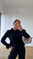 Kolları Püskül Detaylı Hırka - Lacivert