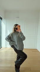 Gri Bisiklet Yaka Kazak