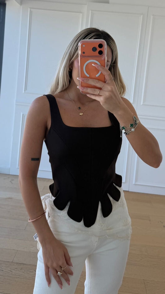 Minimalist Wave Corset Kahverengi