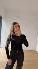 Siyah Transparan Bluz