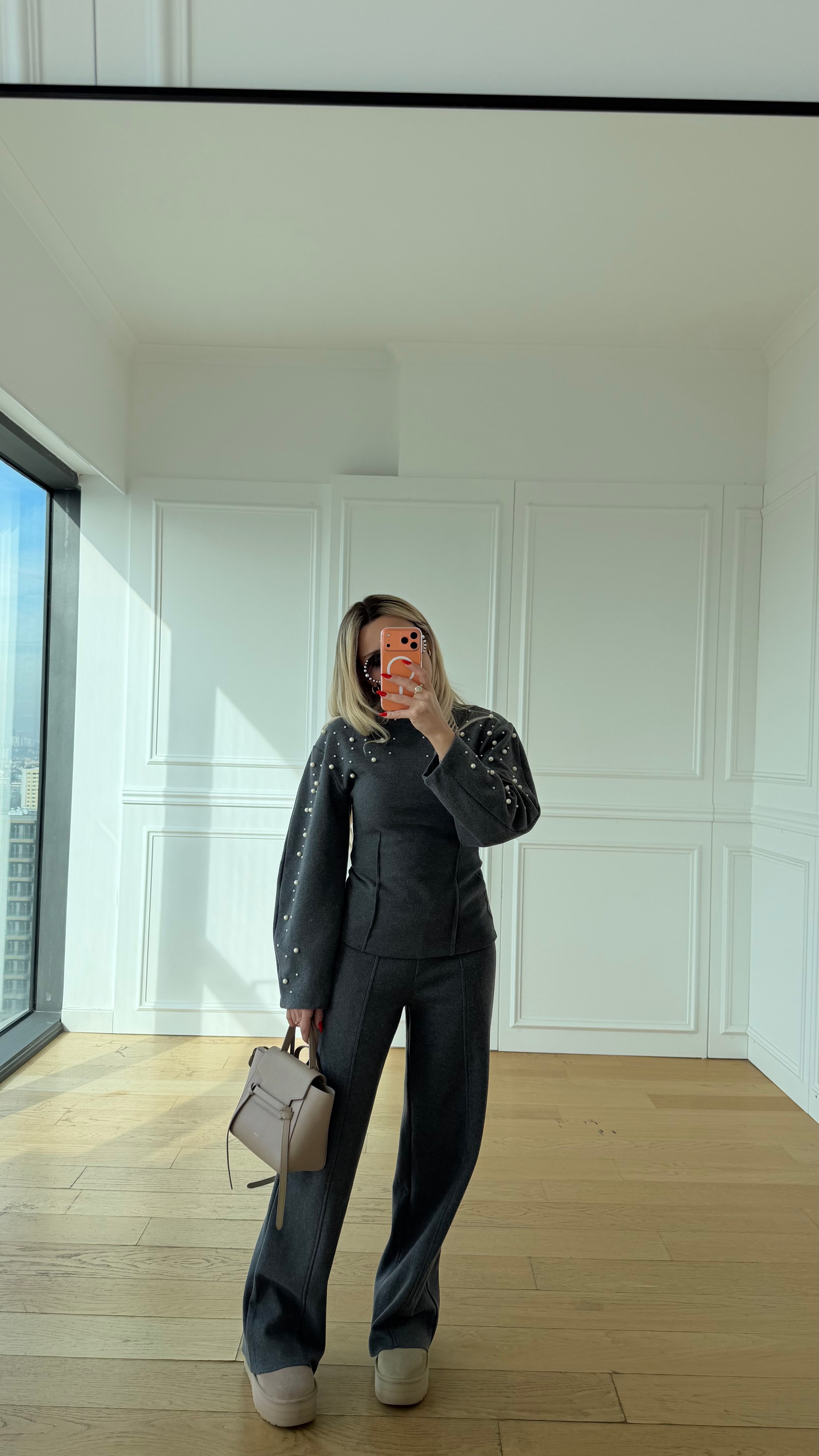 Zr İnci Detay Gri Takım