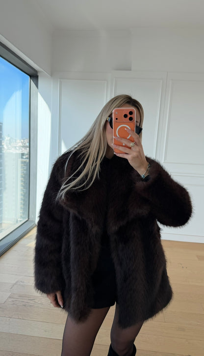 Daphne Premium Kahverengi Kürk