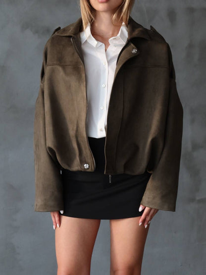 Haki Süet Bomber Ceket