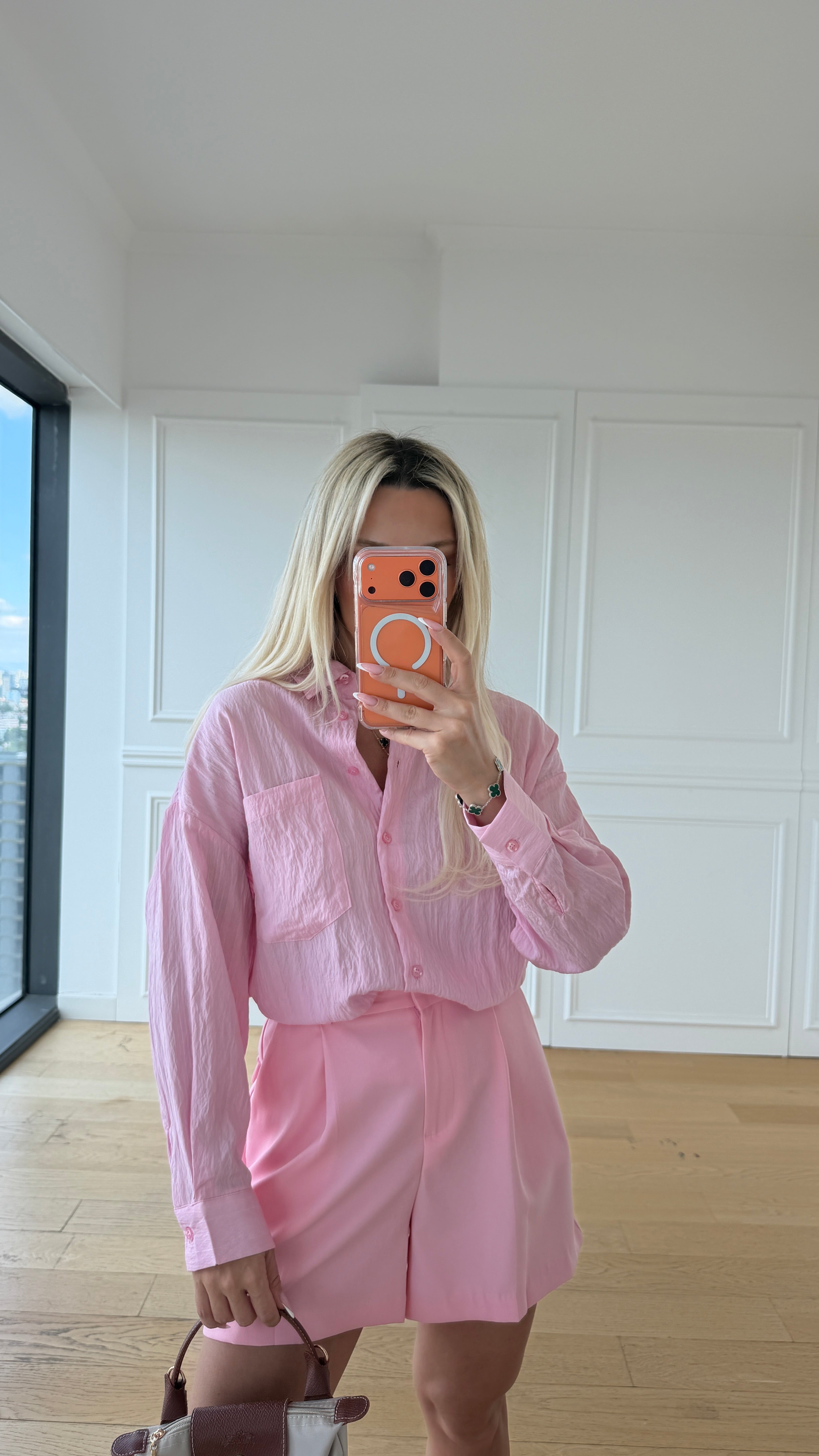 Chic Tailored Şort Pembe