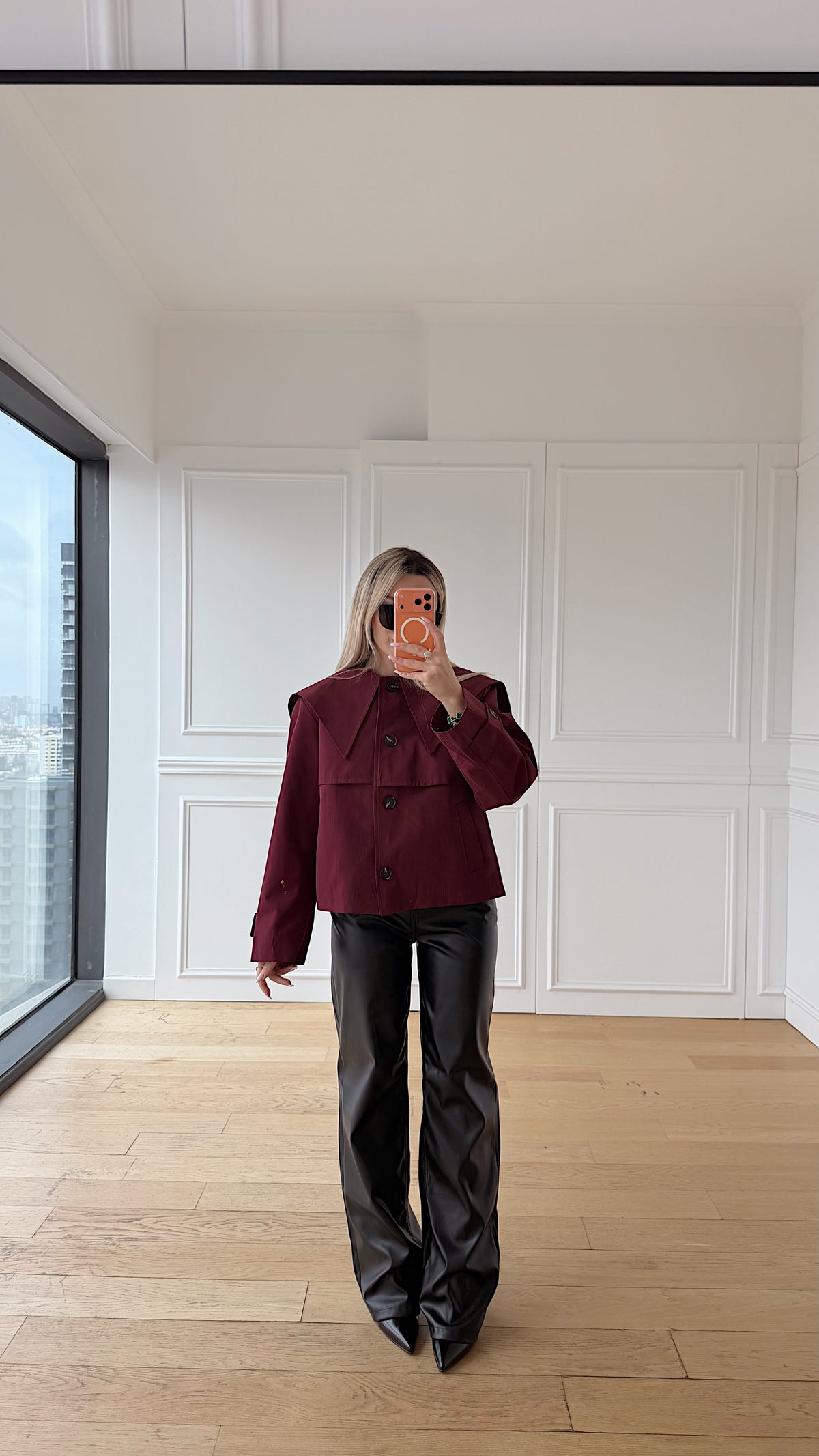 Yaka Detay Bordo Trençkot