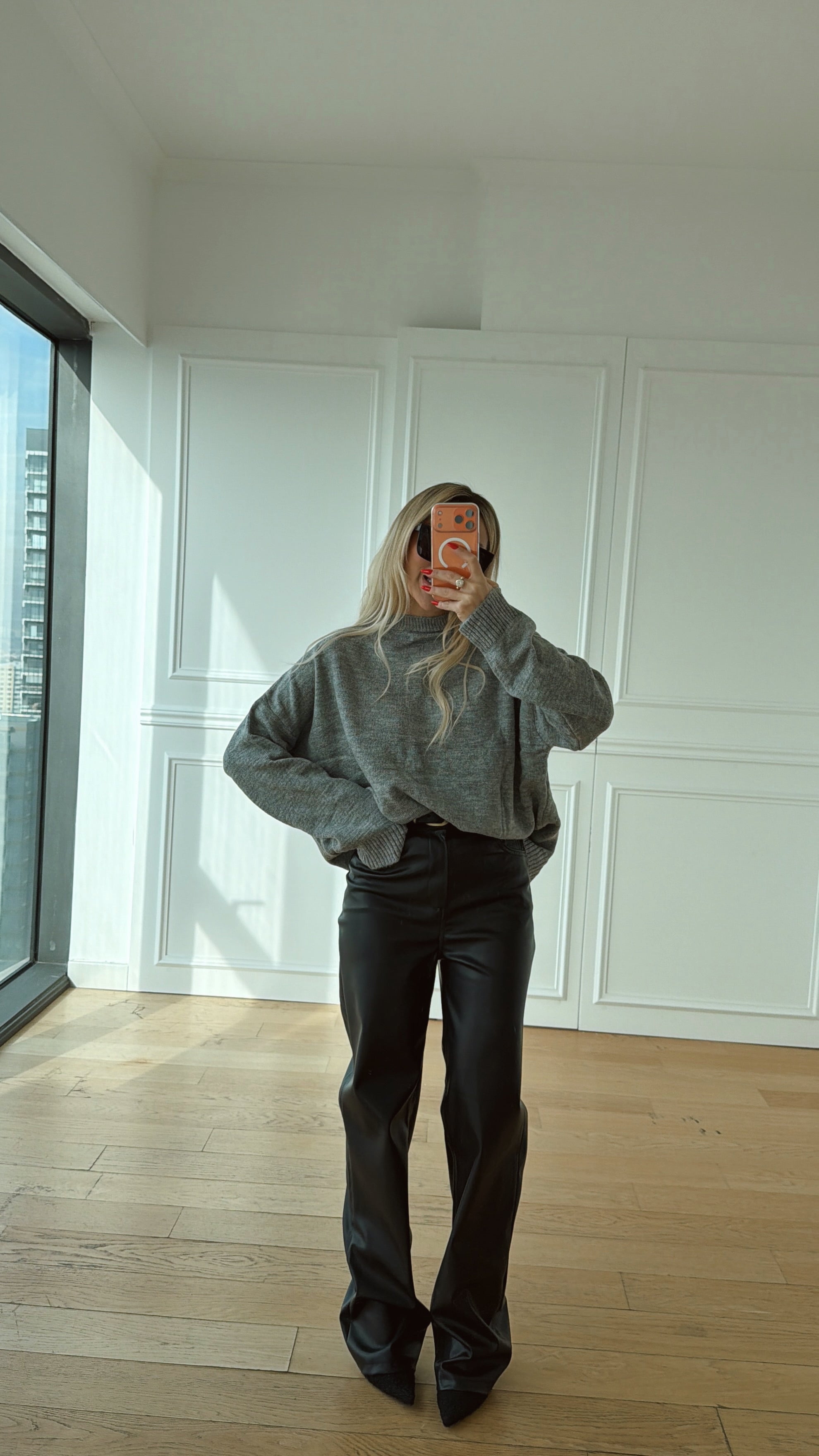 Gri Bisiklet Yaka Kazak