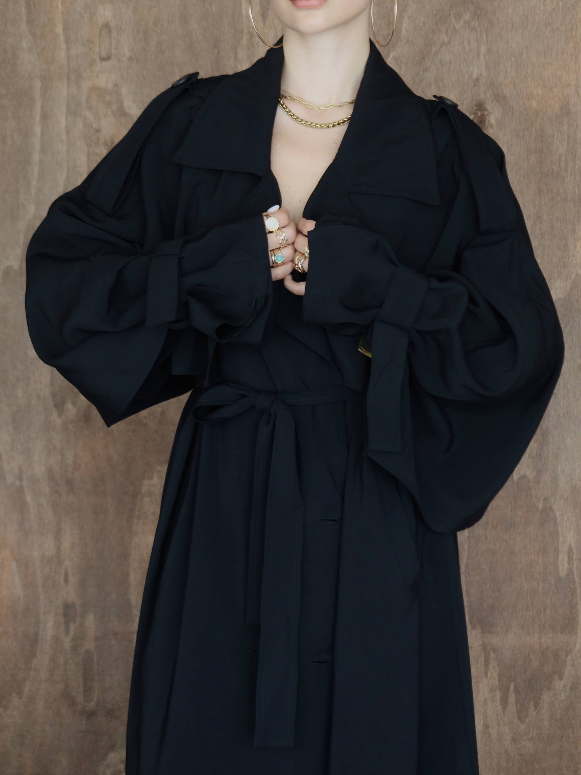 Sartorial Oversize Trench Siyah