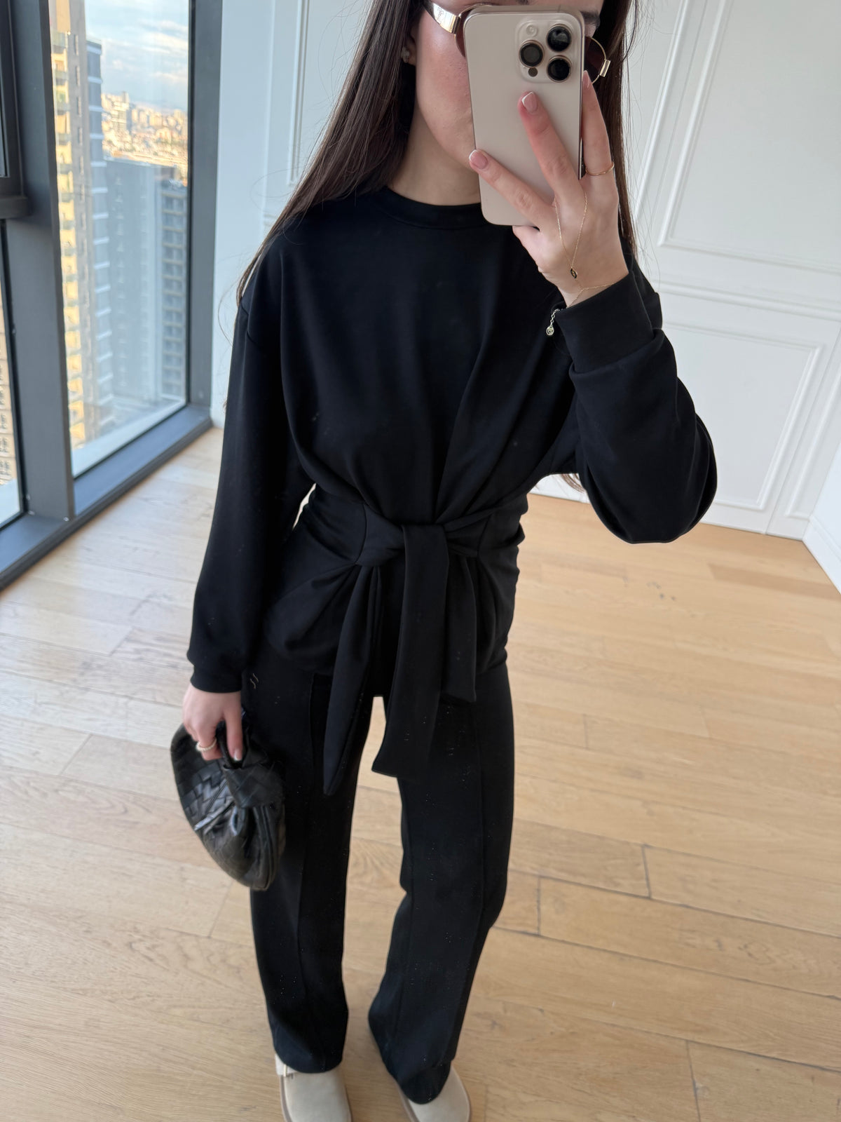 Ms Bağlama Detaylı Siyah Takım