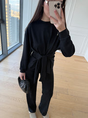 Ms Bağlama Detaylı Siyah Takım