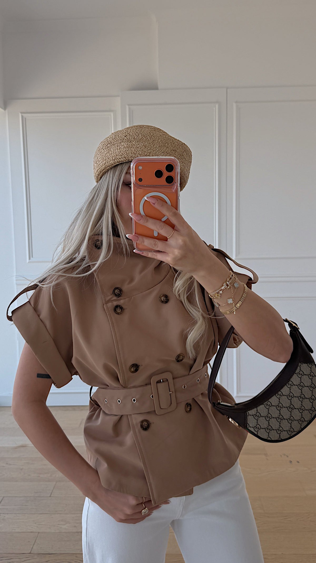 Sleeveless Elegance Trench Camel
