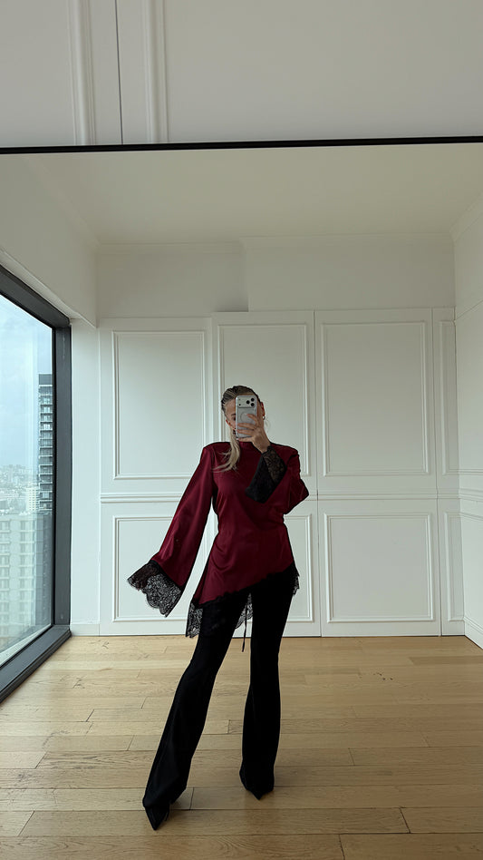 Minimal Luxe İspanyol Paça Siyah Pantolon