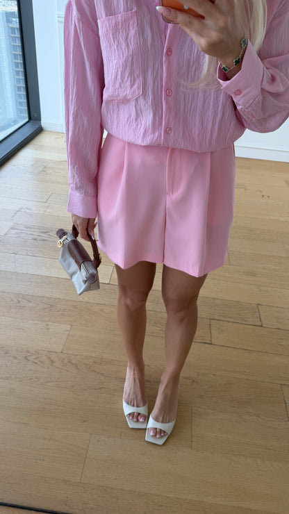 Chic Tailored Şort Pembe