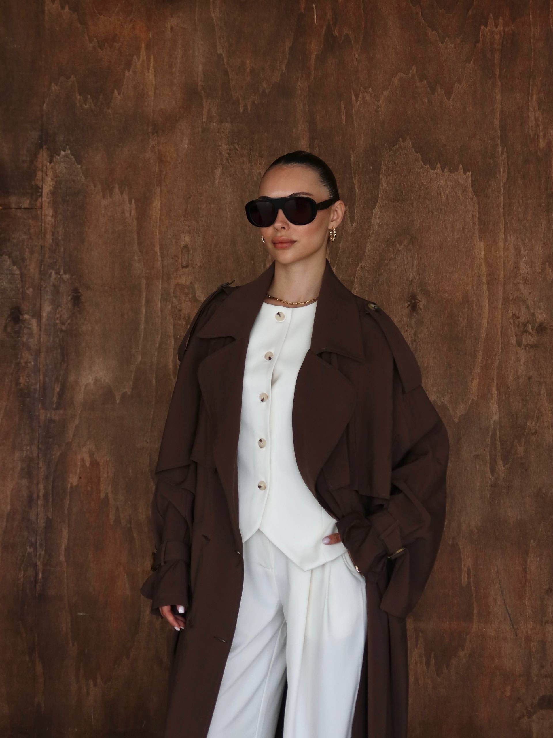 Sartorial Oversize Trench Kahverengi