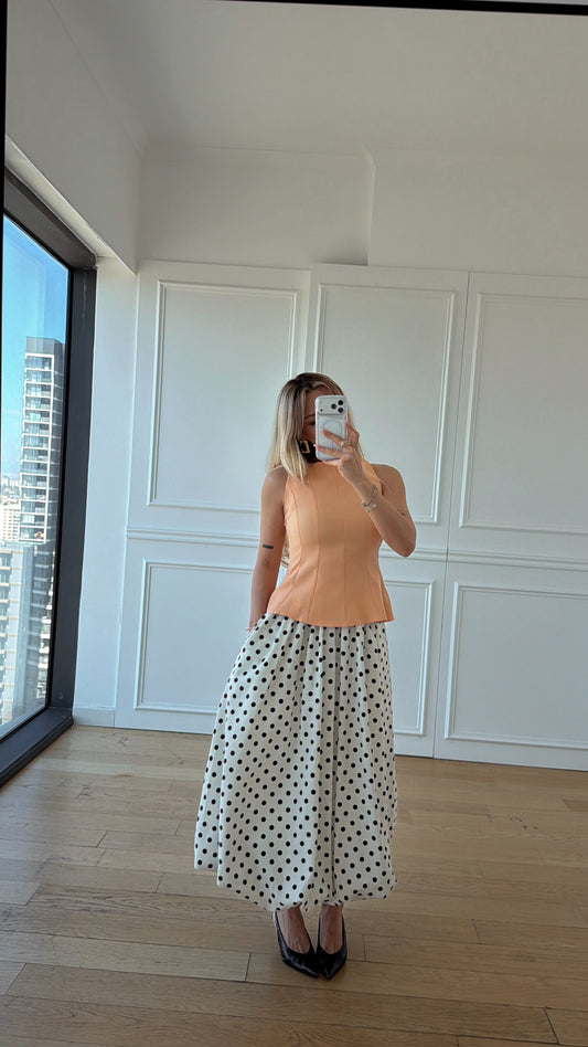 Polka Dot Breeze Beyaz Etek