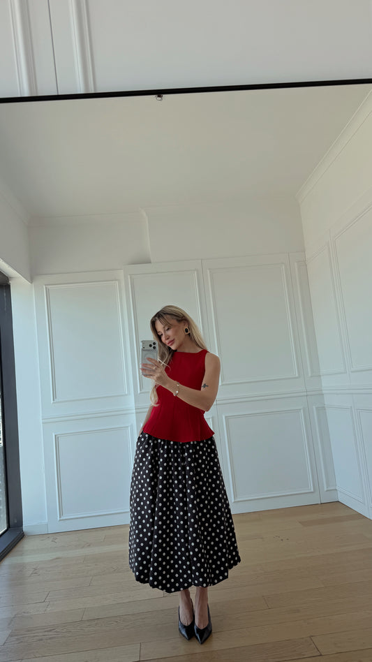 Polka Dot Breeze Siyah Etek