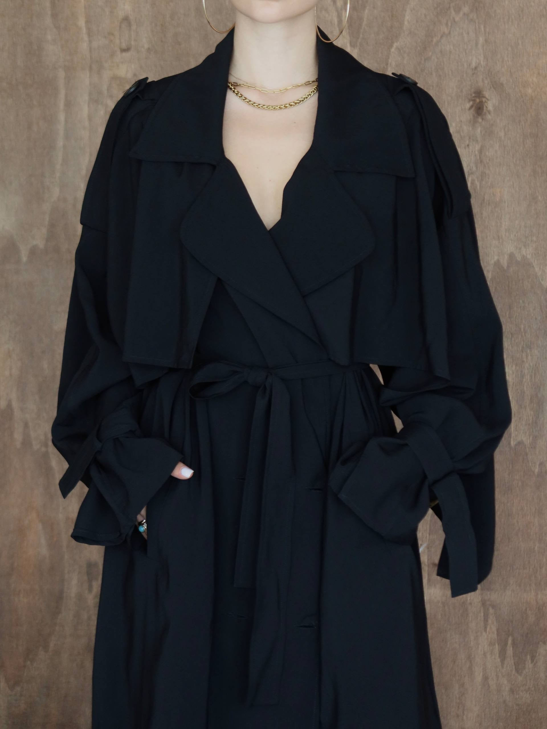 Sartorial Oversize Trench Siyah