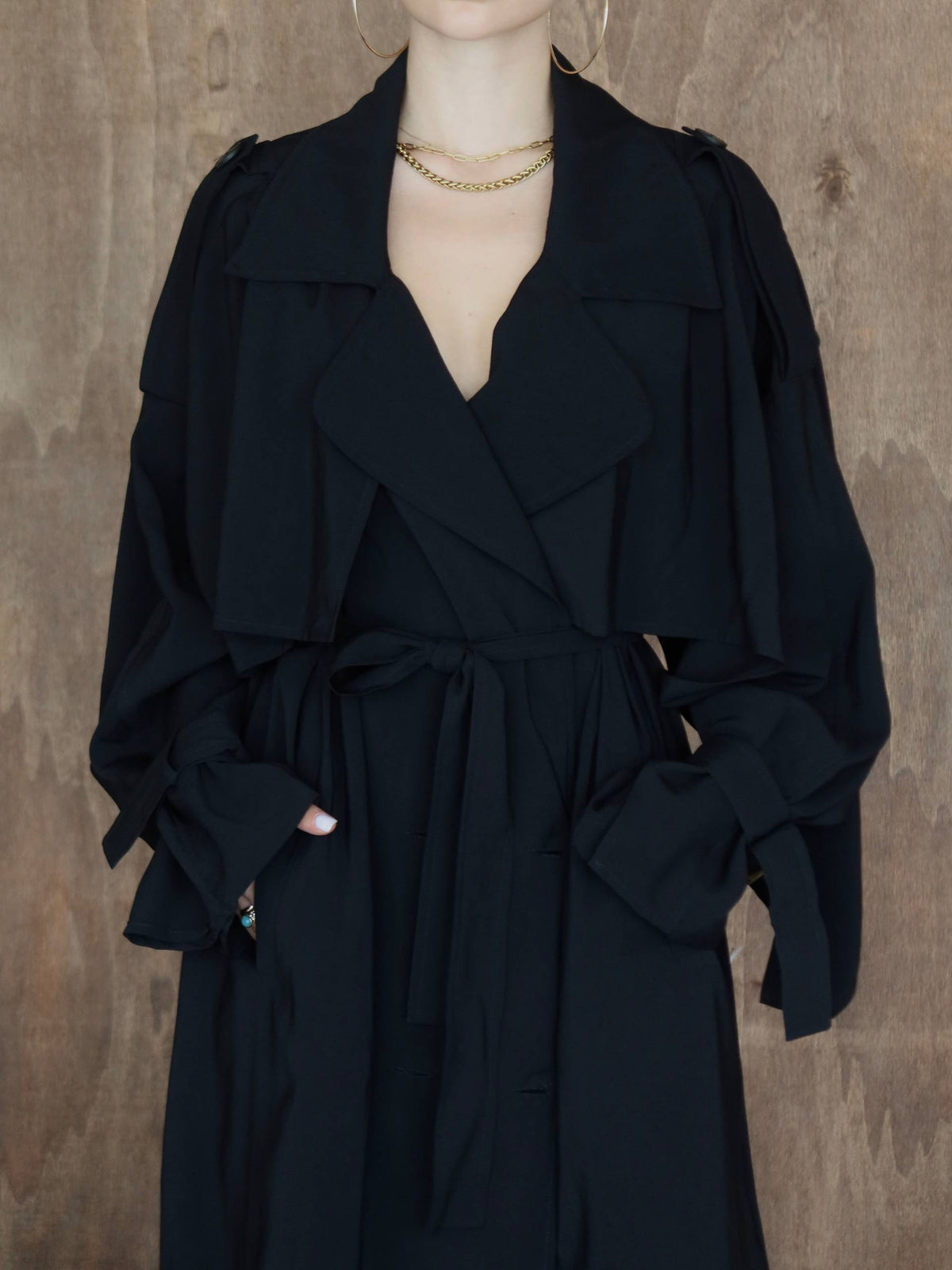Sartorial Oversize Trench Siyah