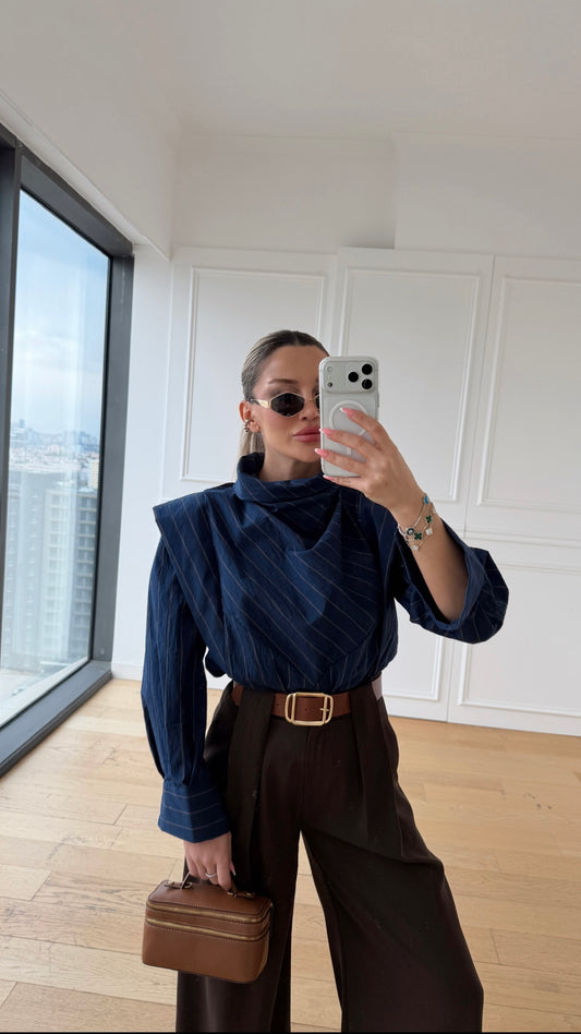 Elegance Lacivert Bluz