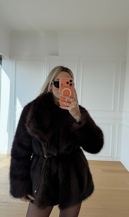 Daphne Premium Kahverengi Kürk
