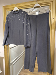 Zr İnci Detay Gri Takım