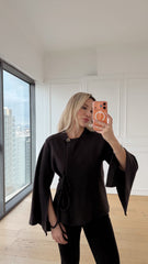 Belden Bağlama Detaylı Kahve Ceket