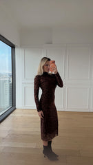 Transparan Kahve Elbise