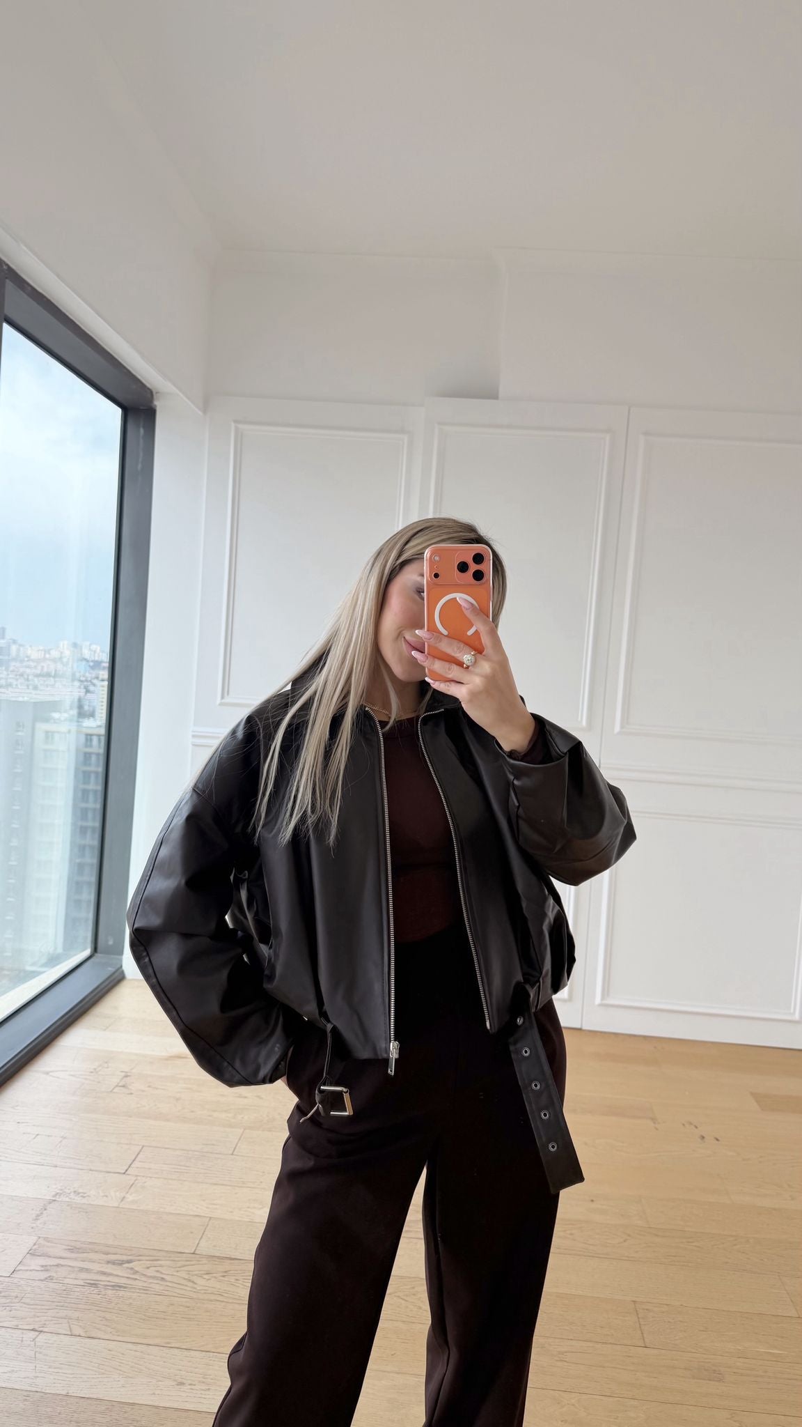 Acı Kahve Bomber Deri Ceket