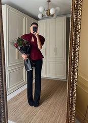 İkonik Bordo Cape Bluz