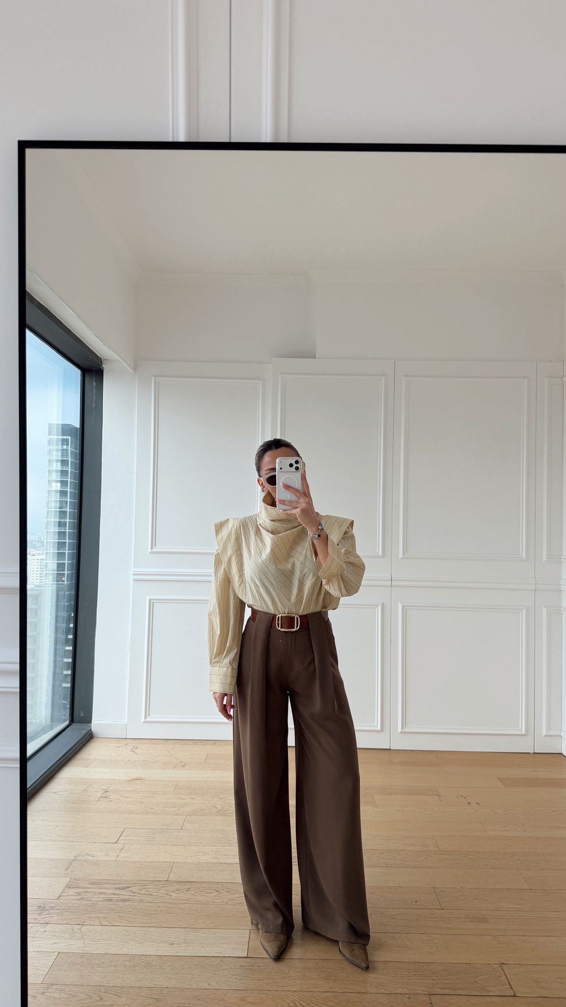 Elegance Çizgili Açık Sarı  Gömlek