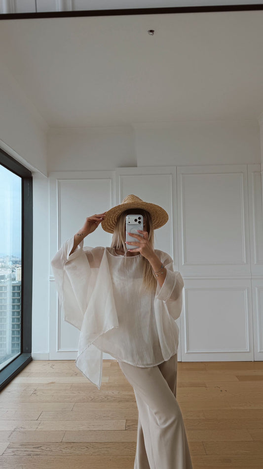 Natural Look Ekru Oversize Bluz