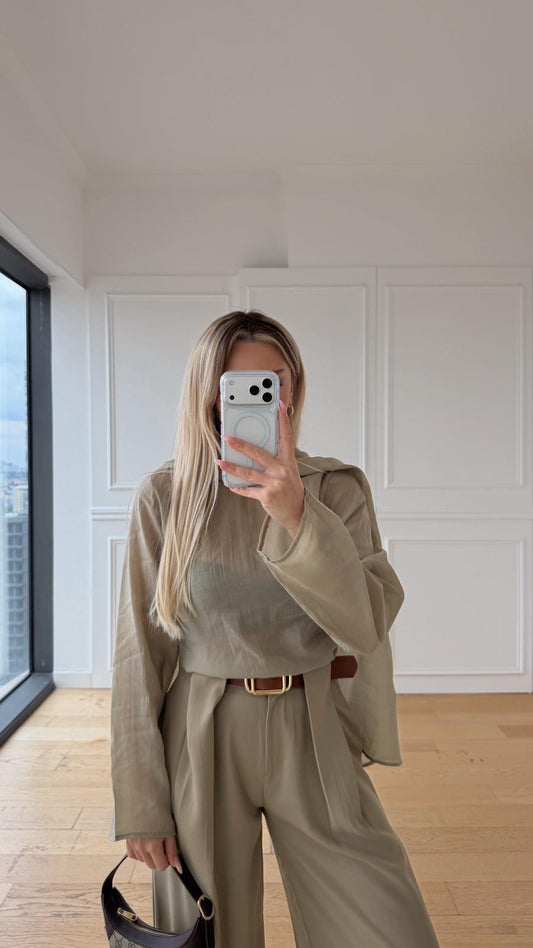 Natural Look Oversize Bluz - Açık Yeşil