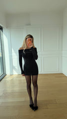 Kayık Yaka Simli Elbise