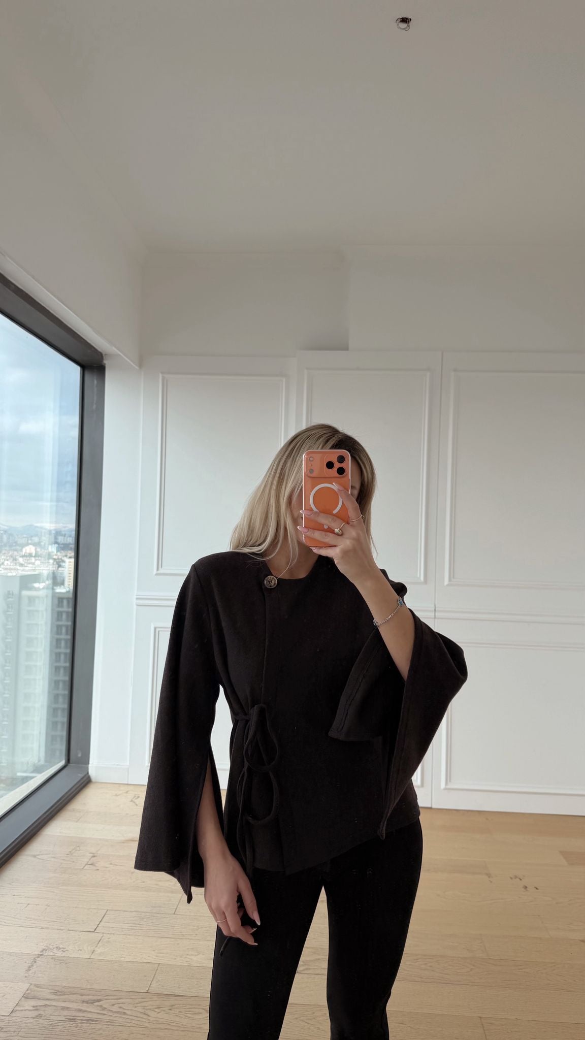 Belden Bağlama Detaylı Kahve Ceket