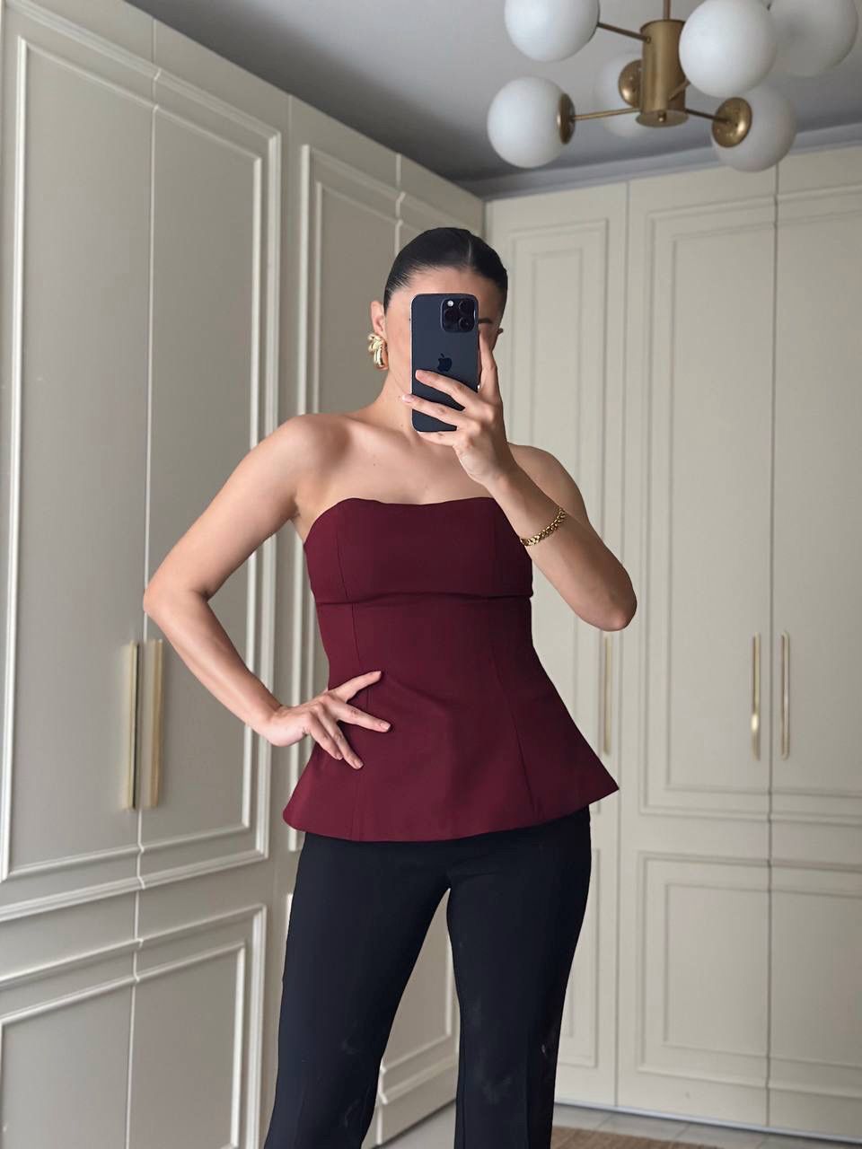 İkonik Bordo Cape Bluz