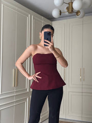 İkonik Bordo Cape Bluz