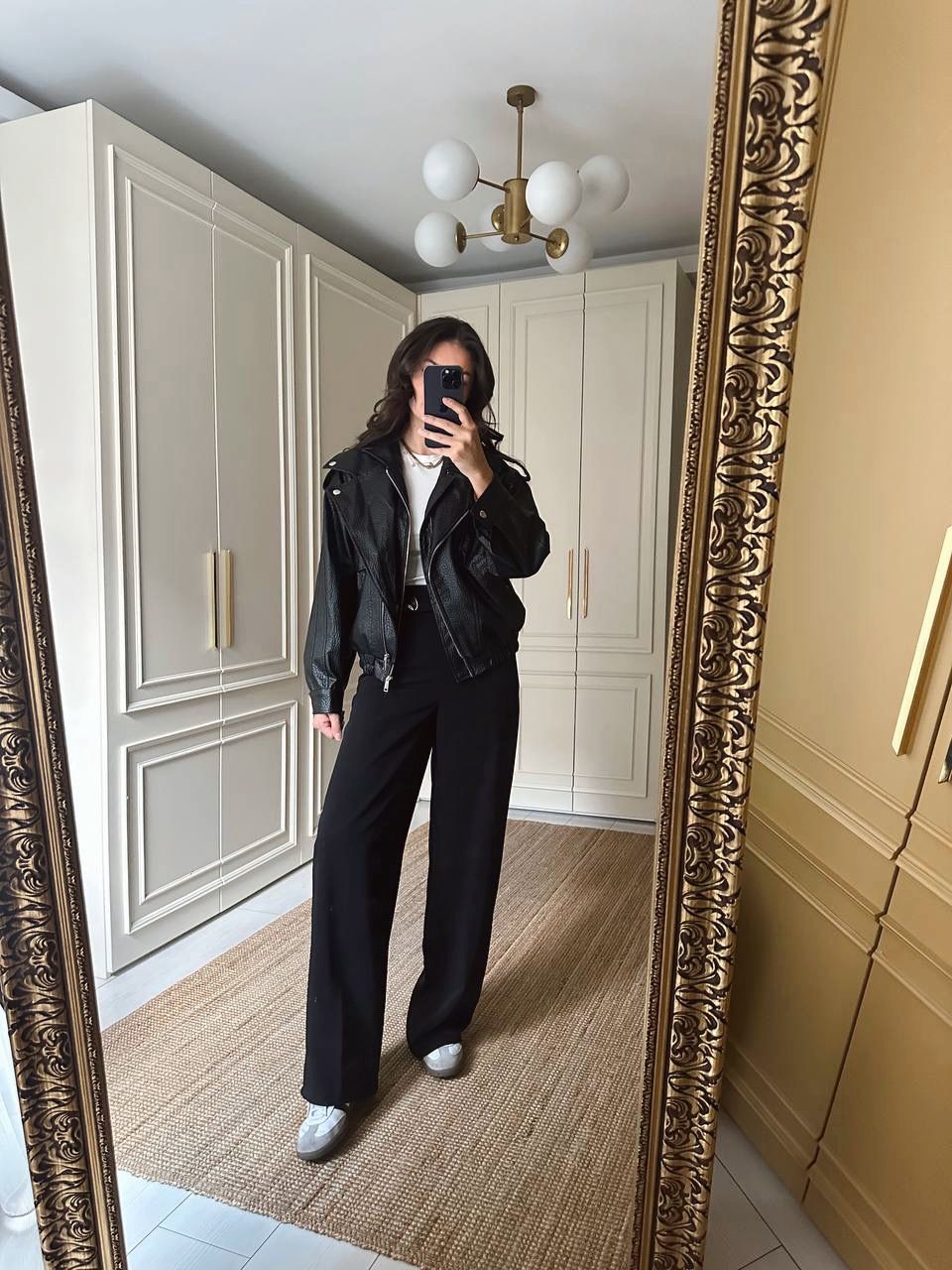 Siyah Oversize Deri Ceket