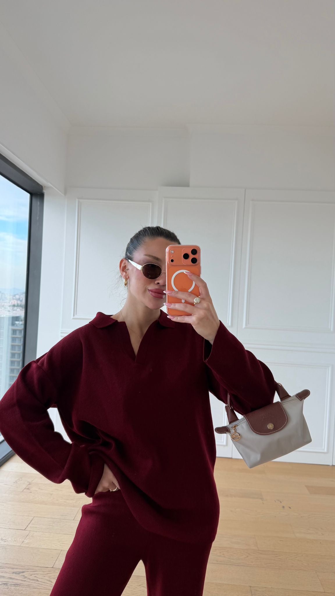 Bordo Triko V Yaka Takım