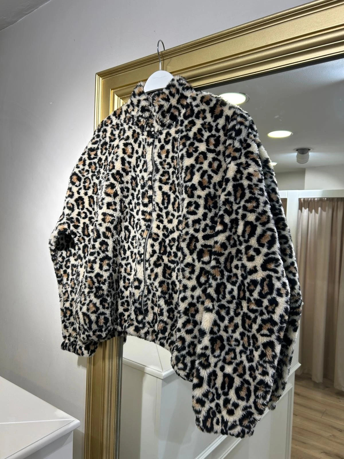 Orj Marka As Leopar Desenli Peluş Mont