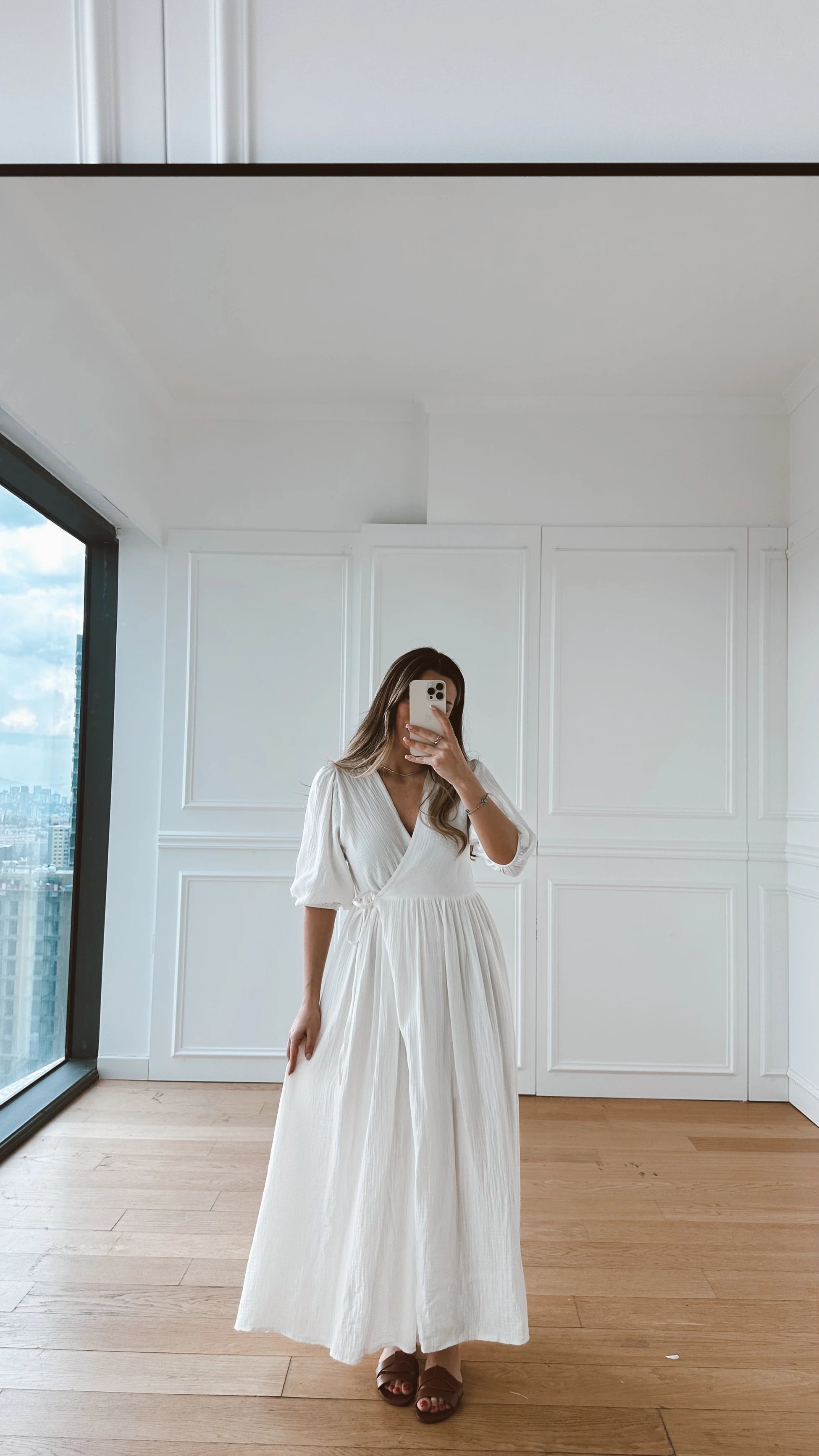 Müslin Kumaş Elbise - Beyaz