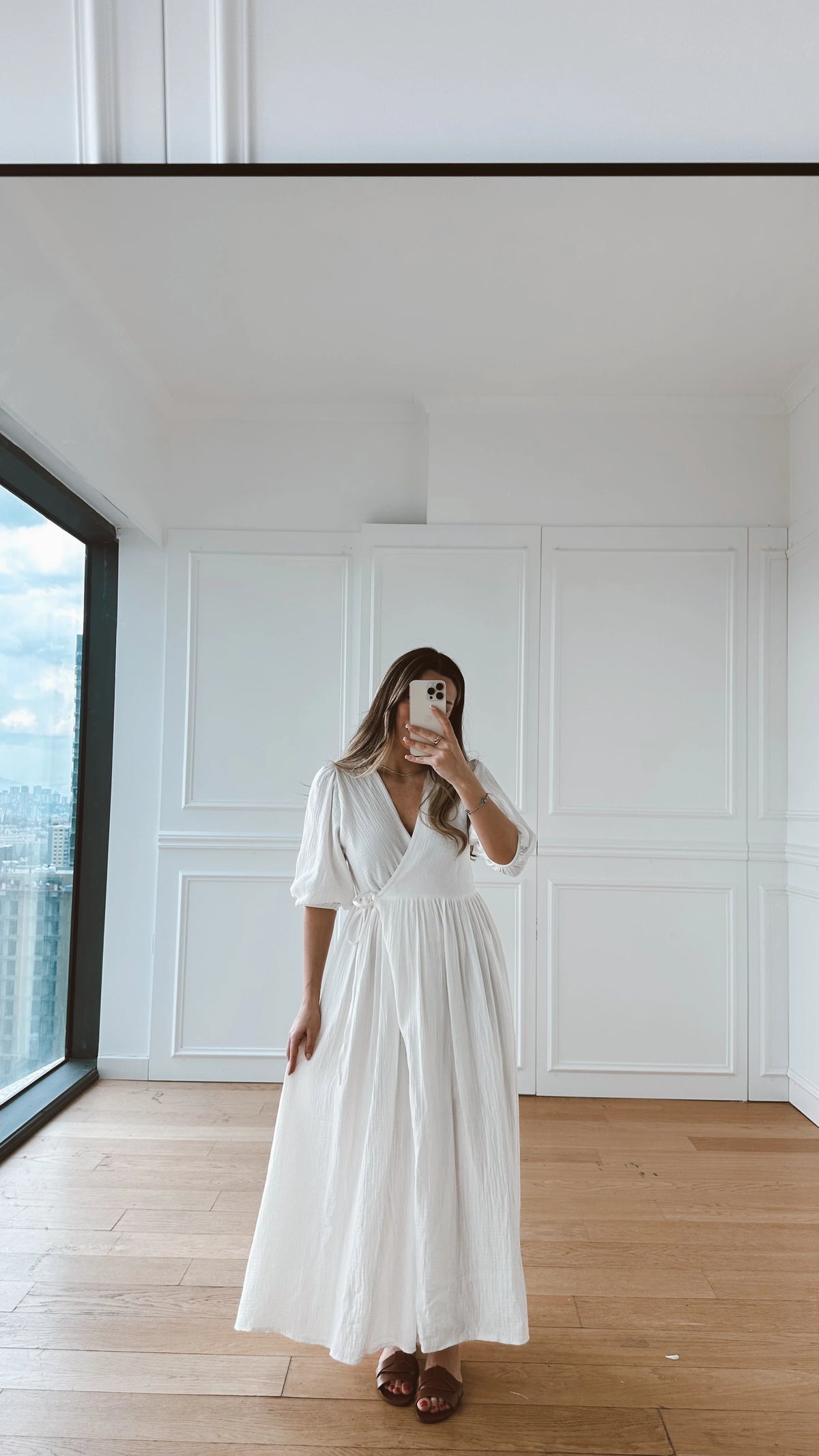 Müslin Kumaş Elbise - Beyaz